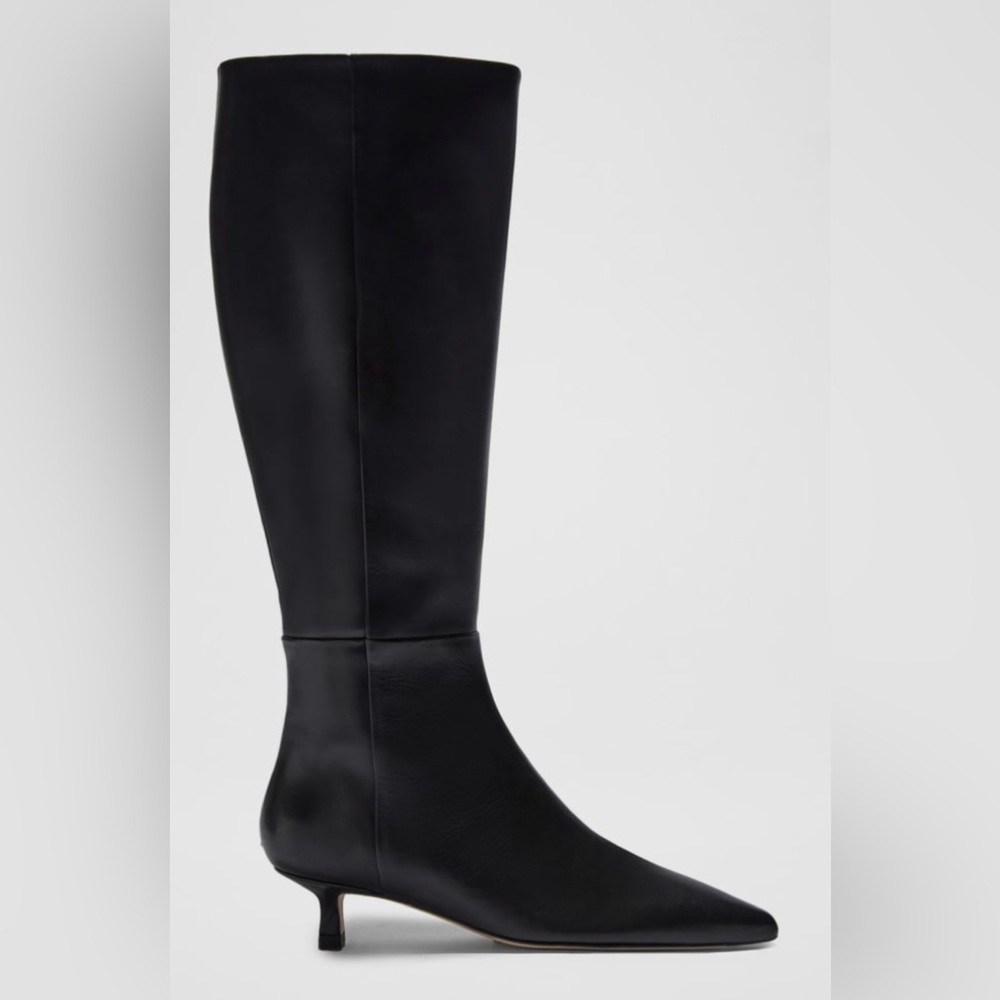 Aeyde Zazie Black Kitten Heel Tall Knee Boots 37=6
